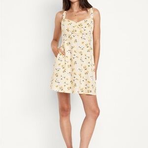 Old Navy Yellow Floral Fit and Flare Mini Dress